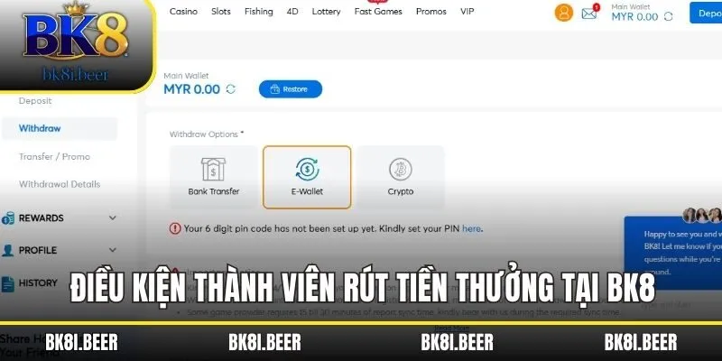 Điều kiện thành viên rút tiền thưởng tại BK8 Điều kiện thành viên rút tiền thưởng tại BK8
