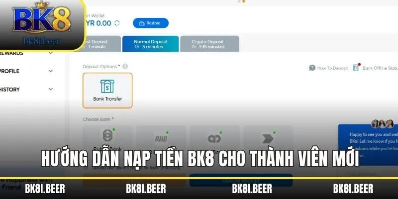 Hướng dẫn nạp tiền BK8 cho thành viên mới Hướng dẫn nạp tiền BK8 cho thành viên mới